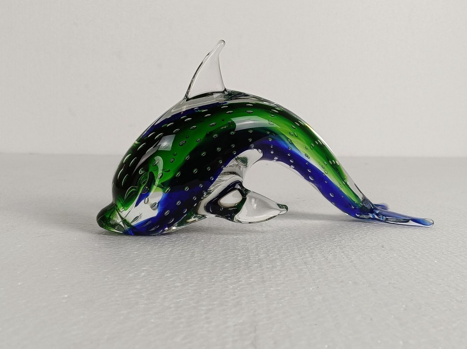 Murano Exotic Blue Art Glass Hand Blown Dolphin Italy Signed Gorgeous Vintage photo furniture