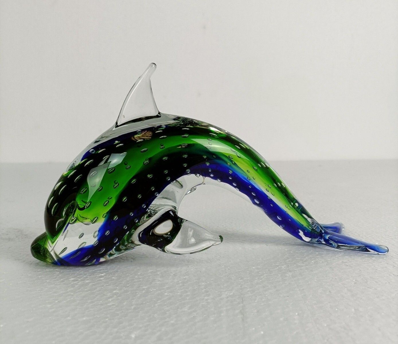 Murano Exotic Blue Art Glass Hand Blown Dolphin Italy Signed Gorgeous Vintage photo for sale