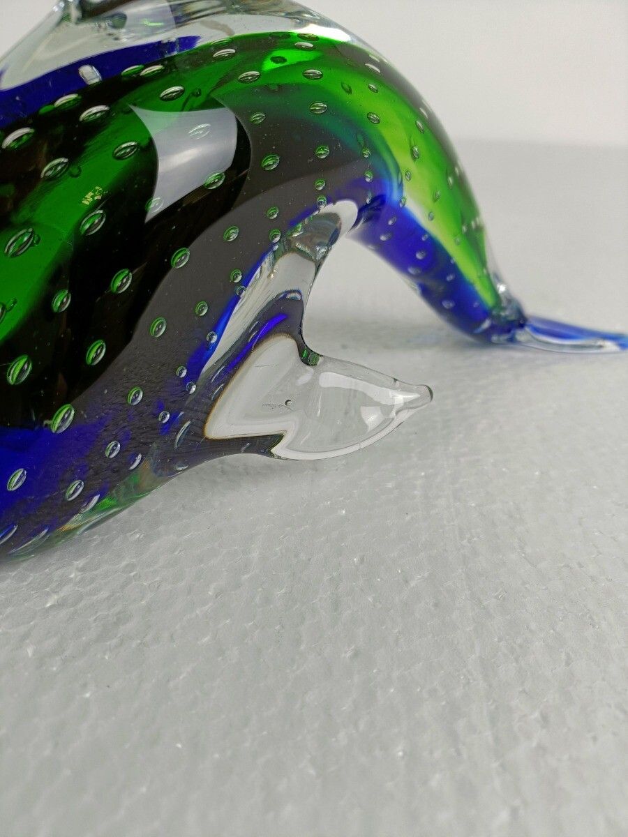 Murano Exotic Blue Art Glass Hand Blown Dolphin Italy Signed Gorgeous Vintage photo vinterior