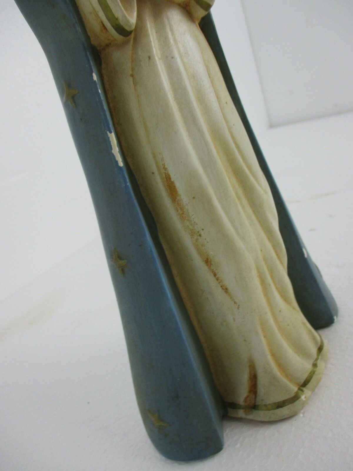 Art Deco Virgin Mary Madonna Infant Child Plaster Polychrome Tenderness Statue photo Art