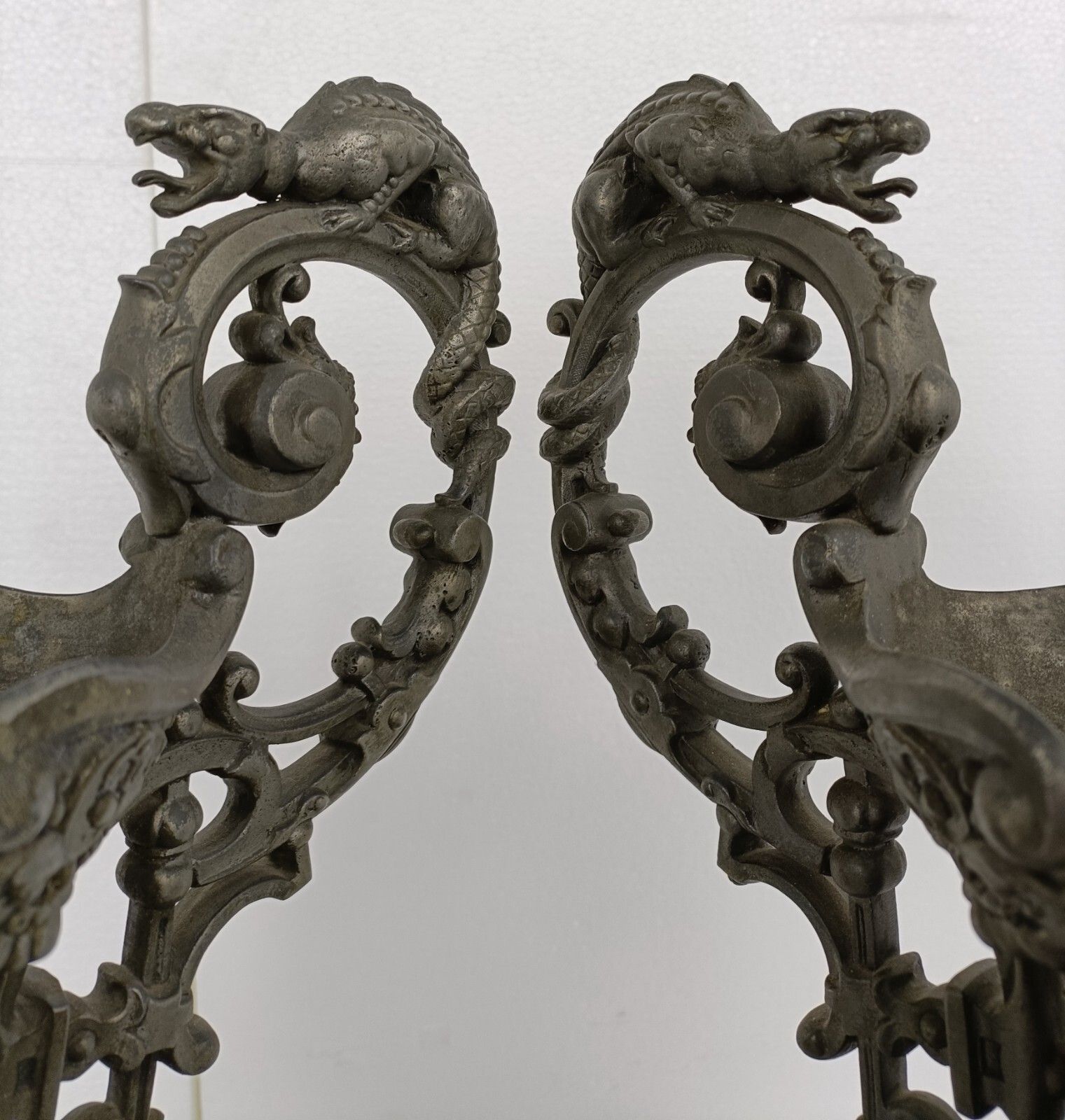 Couple Art Nouveau Jar Pitcher Spelter Art Work Mythology Dragons Medusa Htf photo Home Decor
