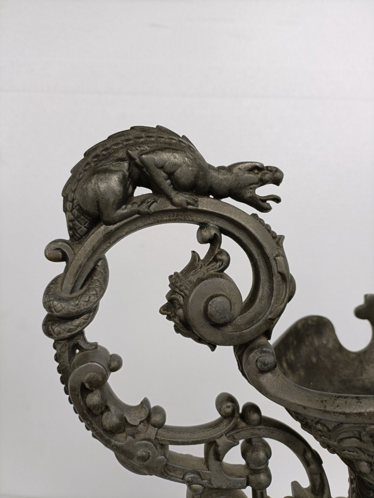 photo for sale Couple Art Nouveau Jar Pitcher Spelter Art Work Mythology Dragons Medusa Htf
