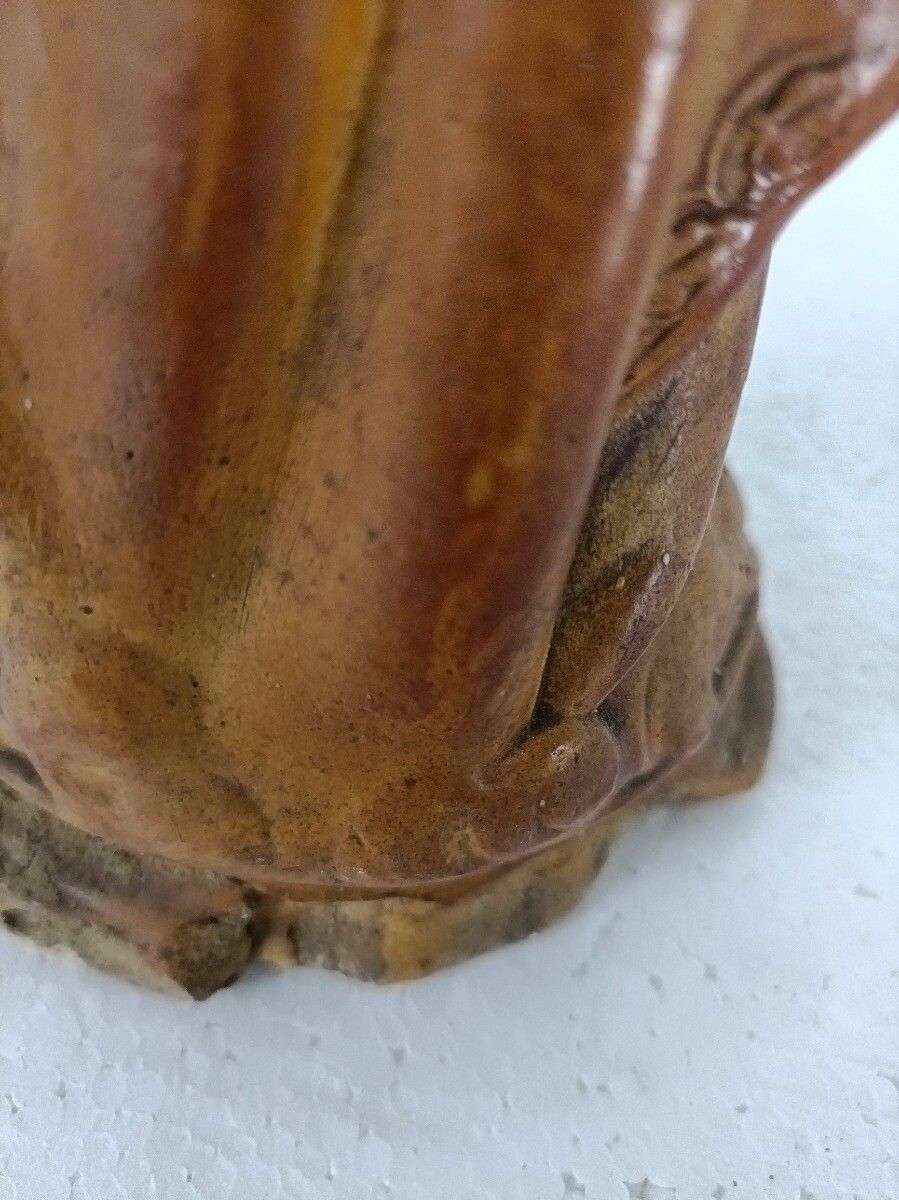Statue Virgin Mary Infant Jesus Child Gold Brown Plaster Ornate Antique photo buy
