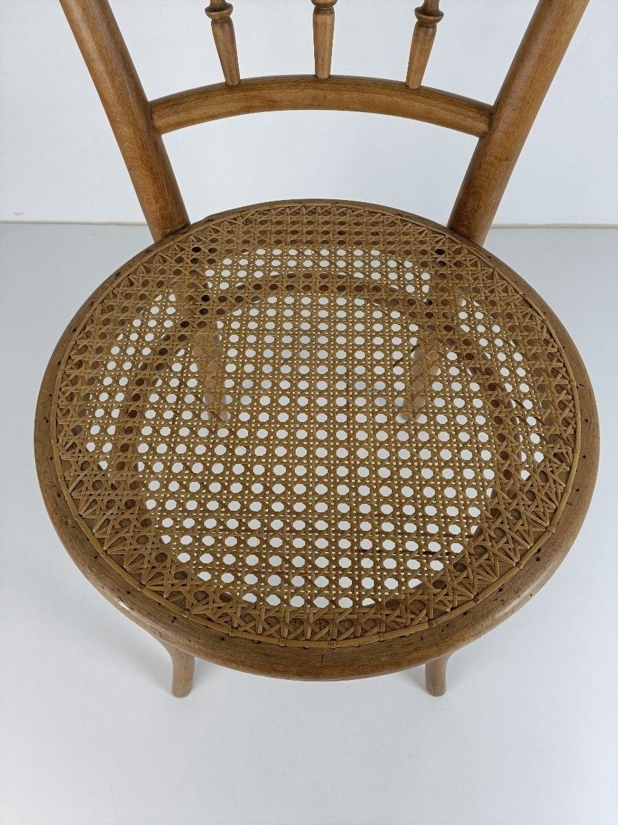 Wooden Vintage Thonet Chair Marked Bistro Ice Cream Parlor Rush Cane Seating Aus photo vintage