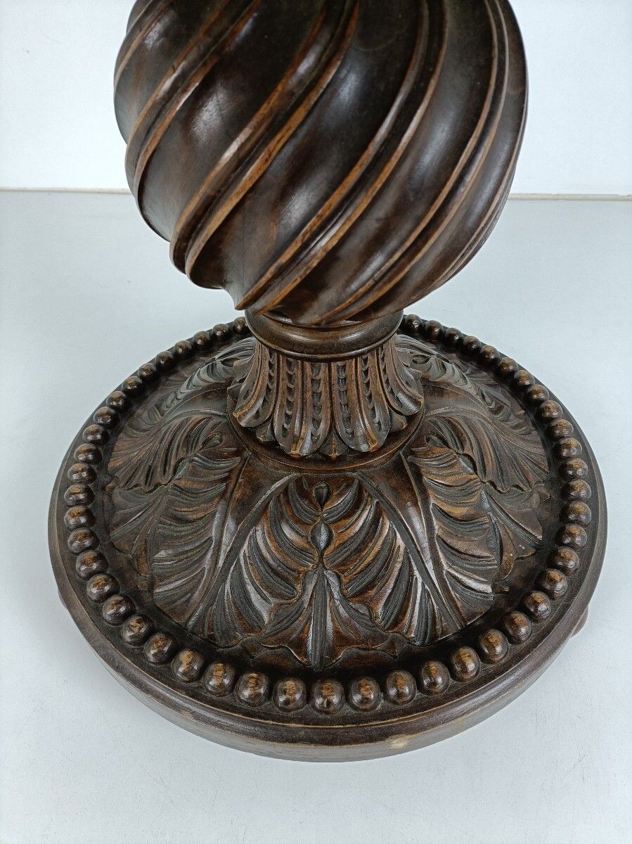 Stunning Ornate Hand Carved Wooden Side Coffee Table With Glass Top photo furniture