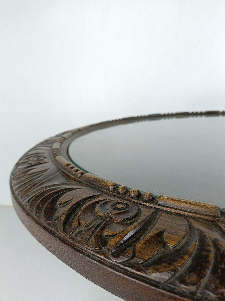 Stunning Ornate Hand Carved Wooden Side Coffee Table With Glass Top photo Furniture