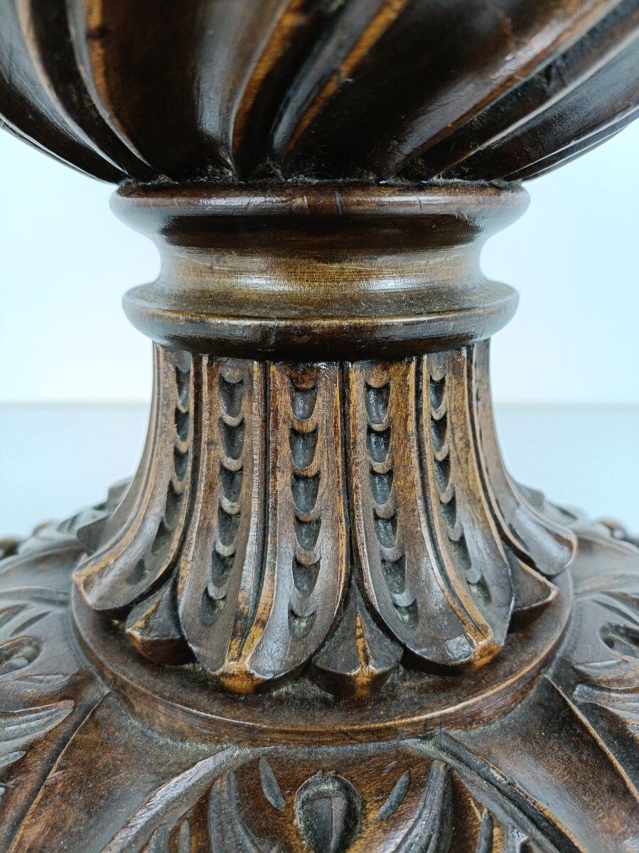 Stunning Ornate Hand Carved Wooden Side Coffee Table With Glass Top photo vinterior