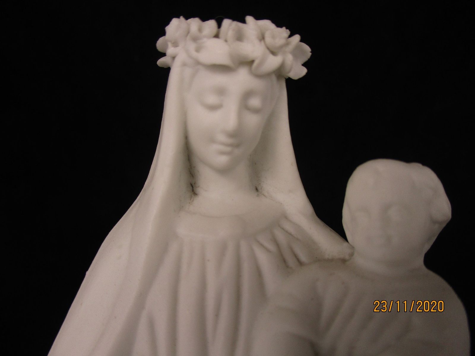 Antique Bisque Porcelain Statue Virgin Our Lady Mary Madonna With Infant Jesus G photo furniture