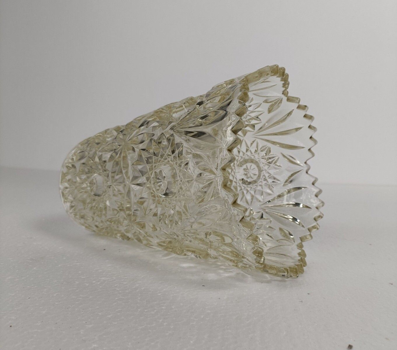 Art Glass Crystal Vase Val St Lambert Style  Clear Almost Yellow Crystal Cut photo Home Decor
