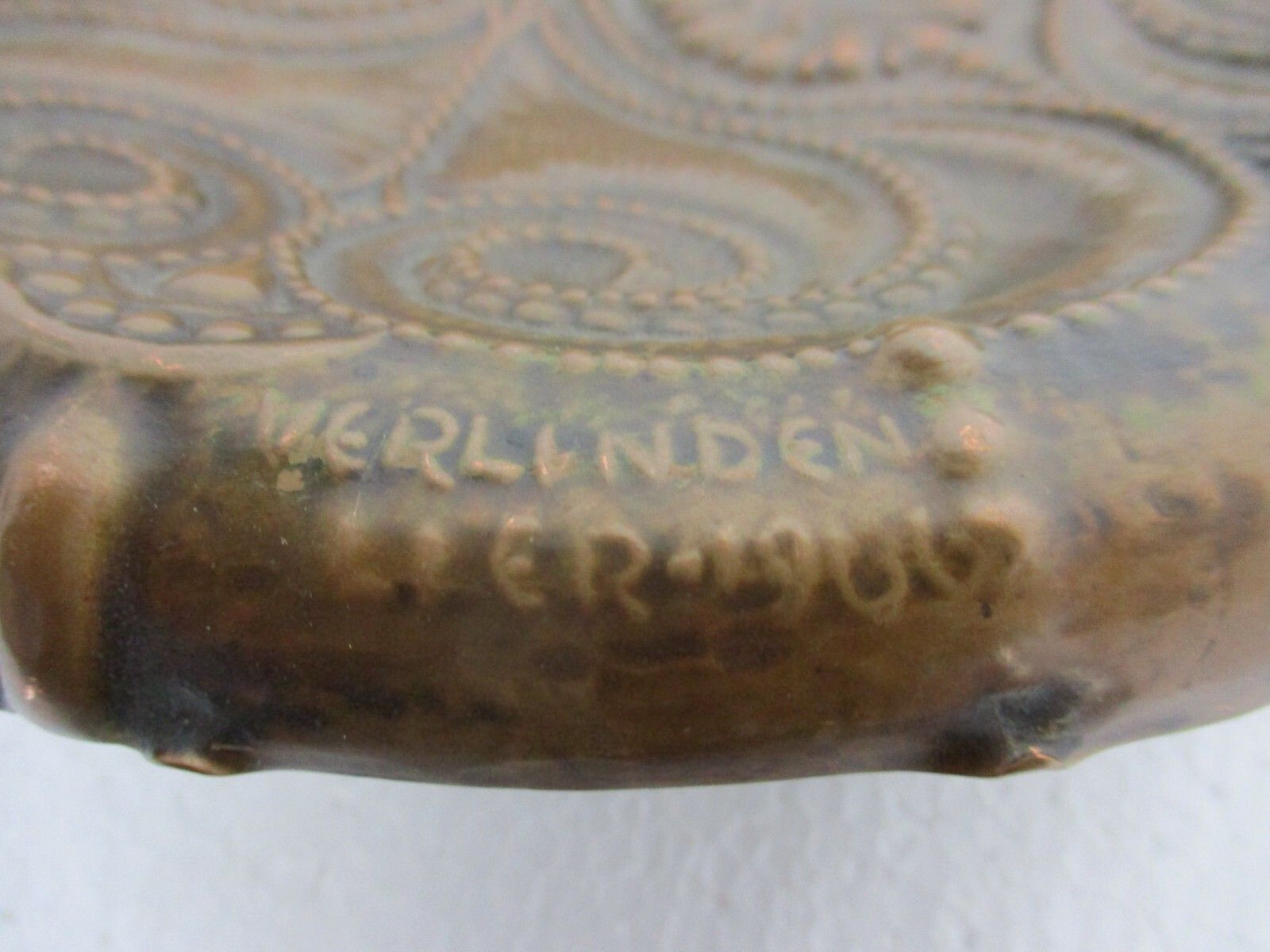 Art Piece Verlinden Lier Ornate Baptismal Dish Bowl Hammered  Brass  Signed Wow photo Home Decor