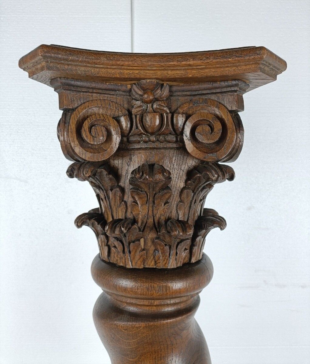Exquisite Barley Twist  Wooden Pillar Pedestal Display Side Occasional  Table Bo photo 1415.0