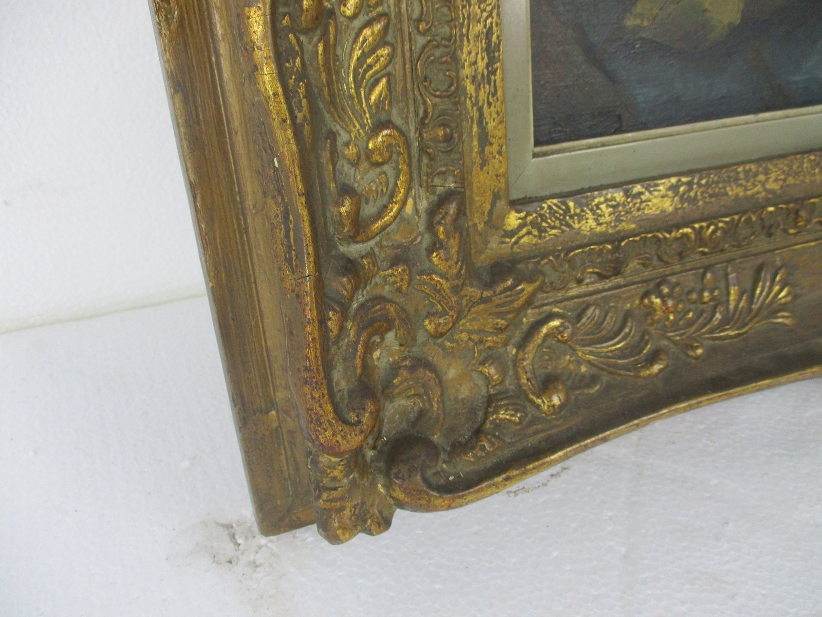 Oil Painting On Canvas  Gorgeous Wooden Frame Still Life Flowers Vase Signed E photo 404.0