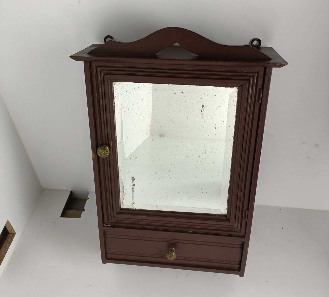 Antique Cabinet Medicine Apothecary Kitchen Bathroom Hanging Towel Hooks Beveled photo furniture