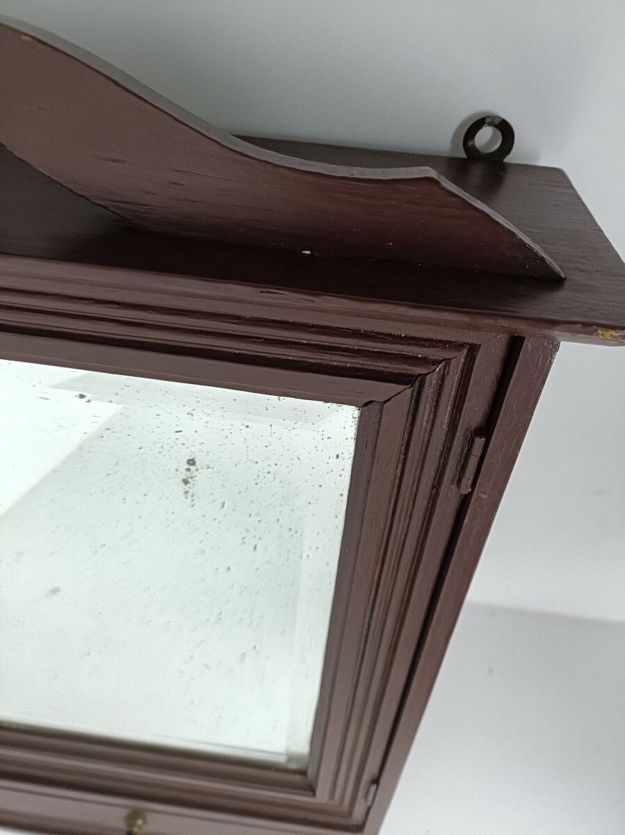 Antique Cabinet Medicine Apothecary Kitchen Bathroom Hanging Towel Hooks Beveled photo for sale