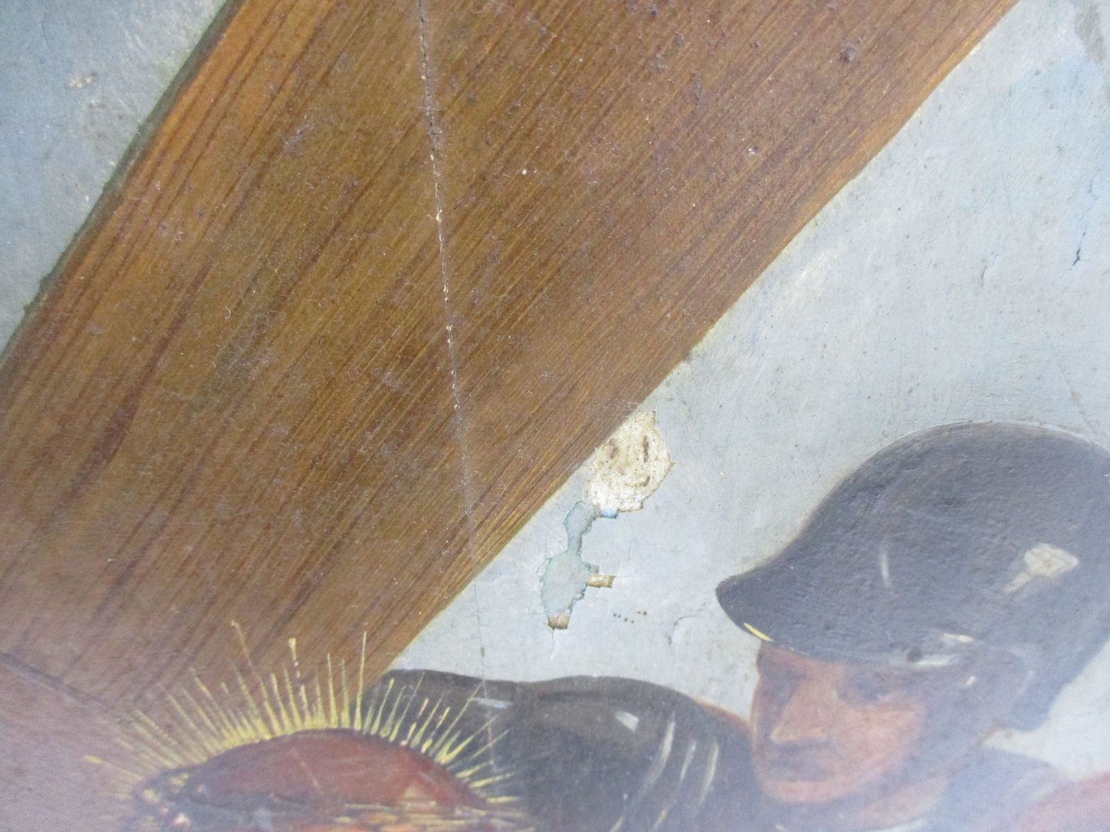 Painting Oil On Wood Framed Jesus Christ Savior Crucifixion Golgotha Angels Roma photo vinterior