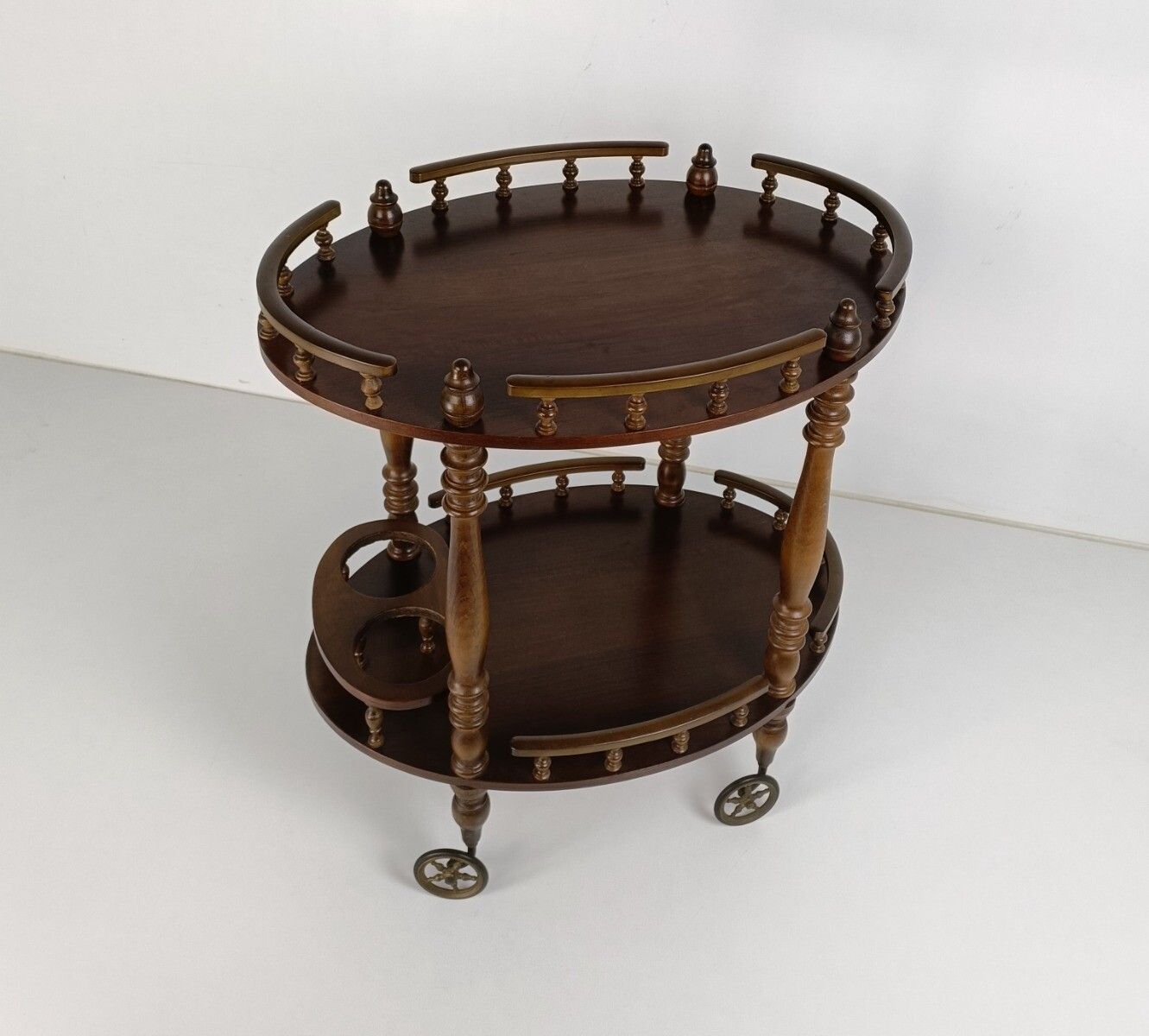 Bar Cocktail Tea Cart Trolley Mid Century Modern Kitchen Island Ornate Carved photo furniture