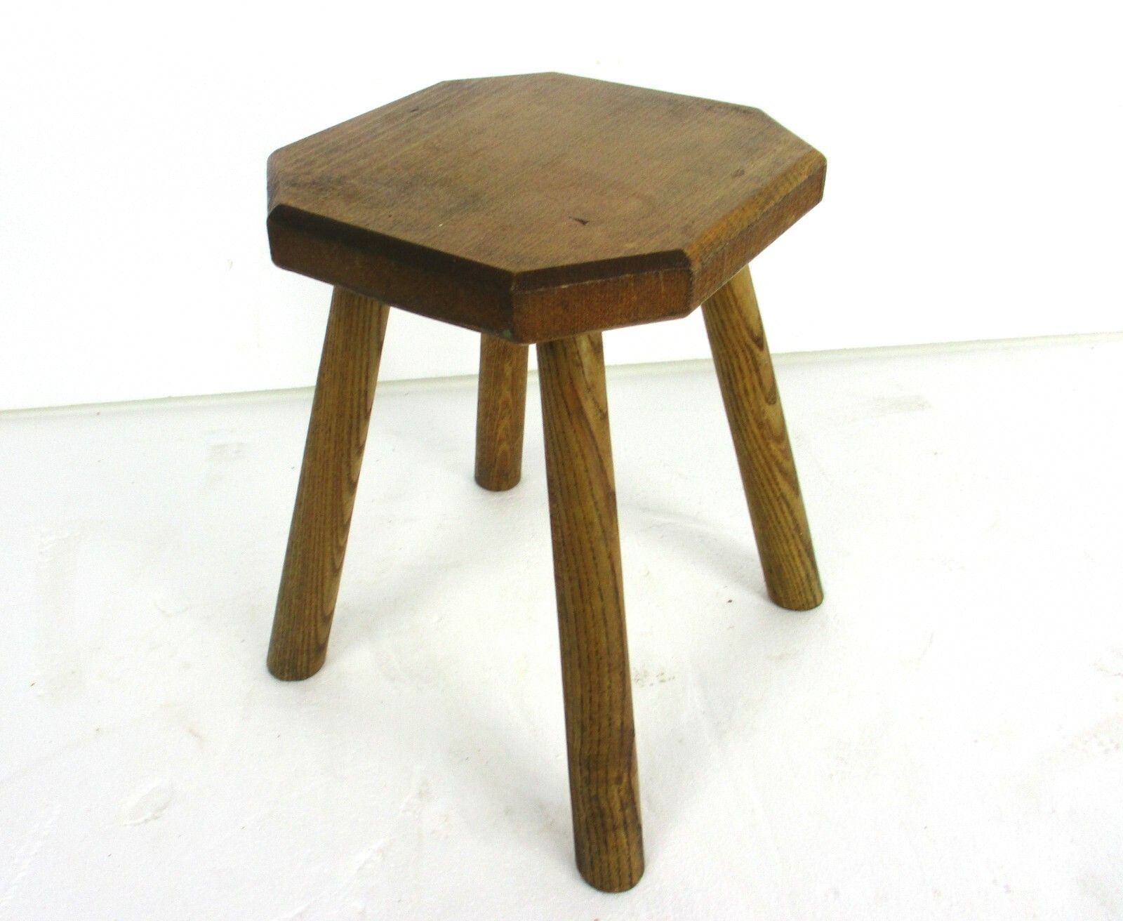Antique  Hand Carved Wood  Milking Stool Pedestal Table Pedestal Barn Style Funk photo for sale