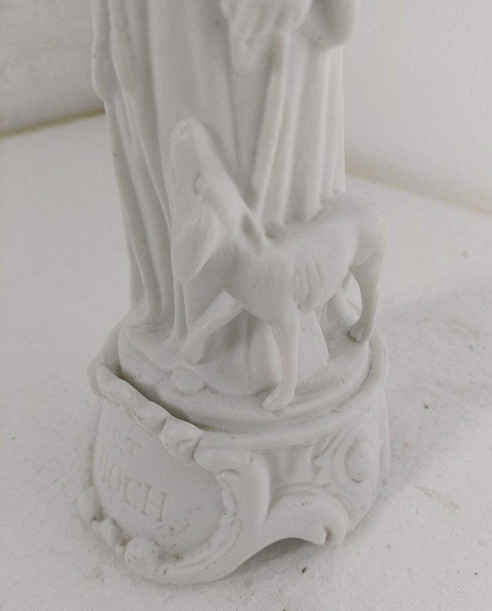 Statue Saint Roch Rocchus Rocco Bisque Porcelain Patron Of Dogs Bachelors Htf  C photo Art