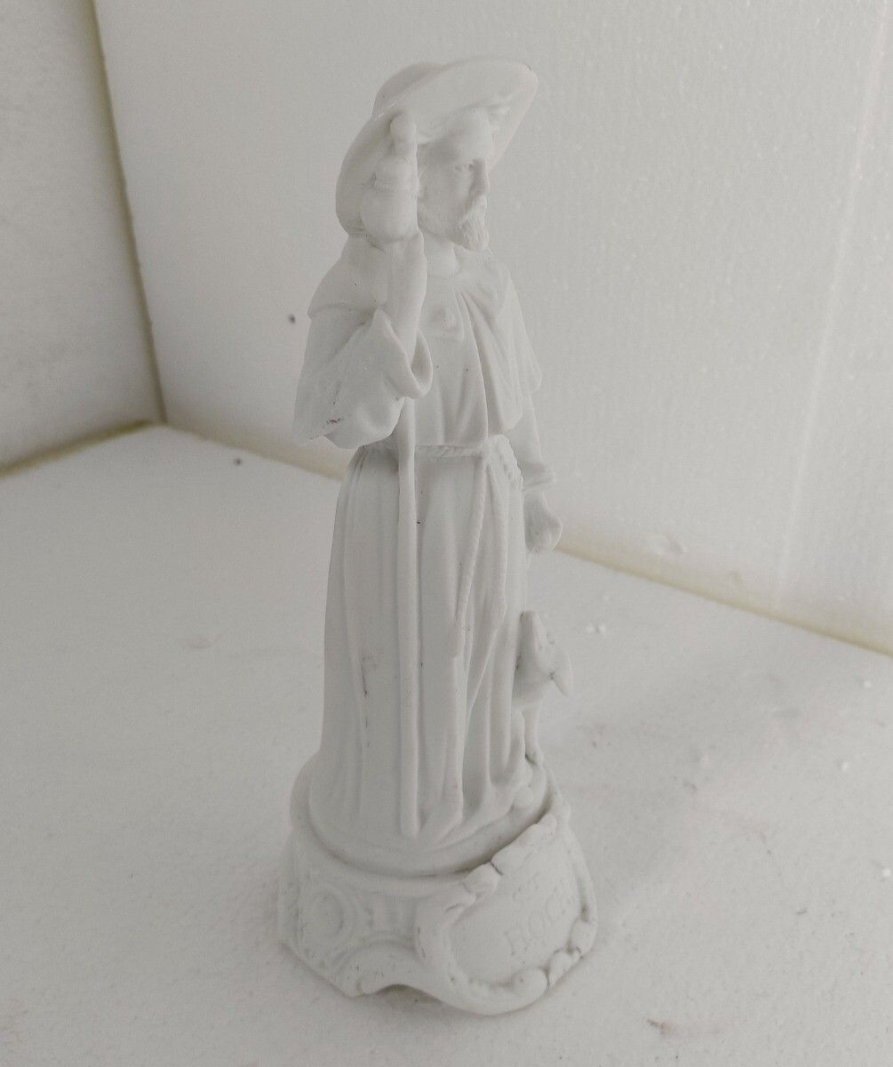 Statue Saint Roch Rocchus Rocco Bisque Porcelain Patron Of Dogs Bachelors Htf  C photo vinterior