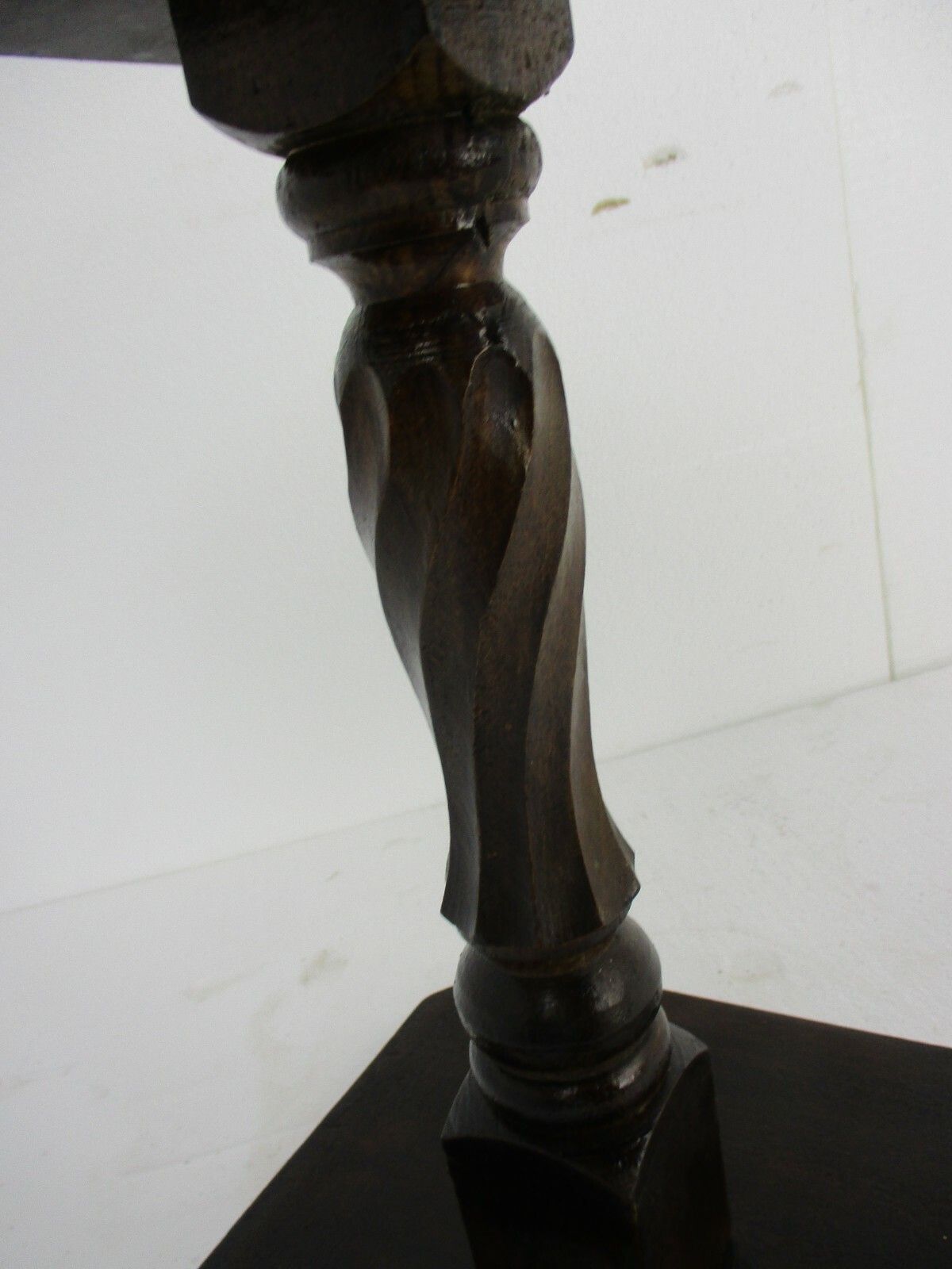 Hand Carved Wooden Pedestal Display Side Table Plant Stand Barn Country Style photo for sale