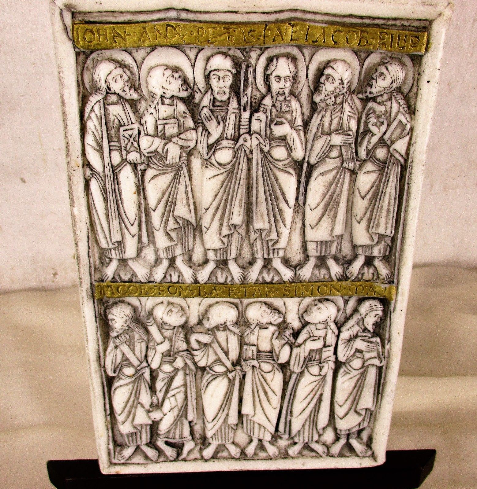 Gorgeous Vintage Wax Tablet Tableaux Icon Style Christ Apostles Htf Collector photo furniture