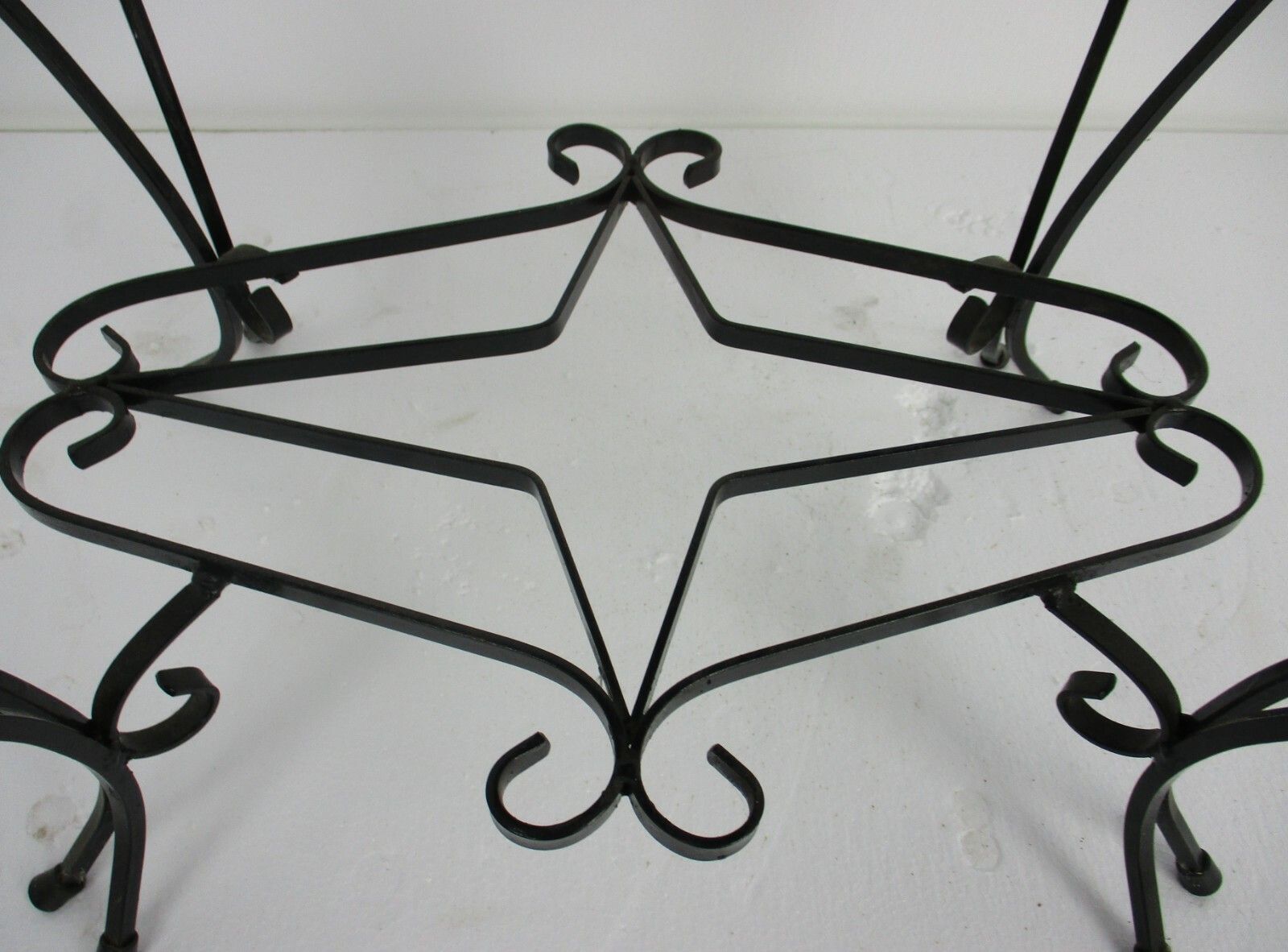 Vintage Side Table Plant Stand Ceramic Tiles  Wrought Iron Legs Farmlife Scenes photo vintage