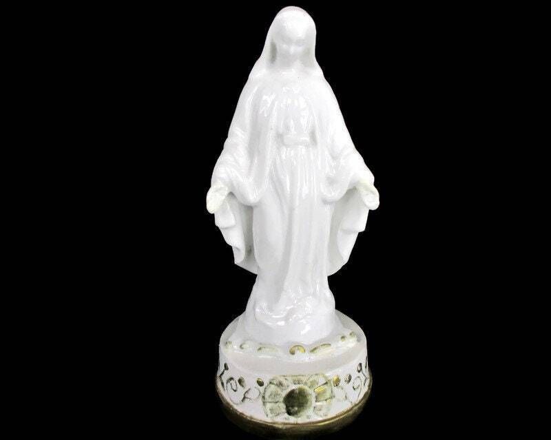 Antique Porcelain Statue Virgin Our Lady Mary Madonna Open Arms Gorgeous 7.87&Qu