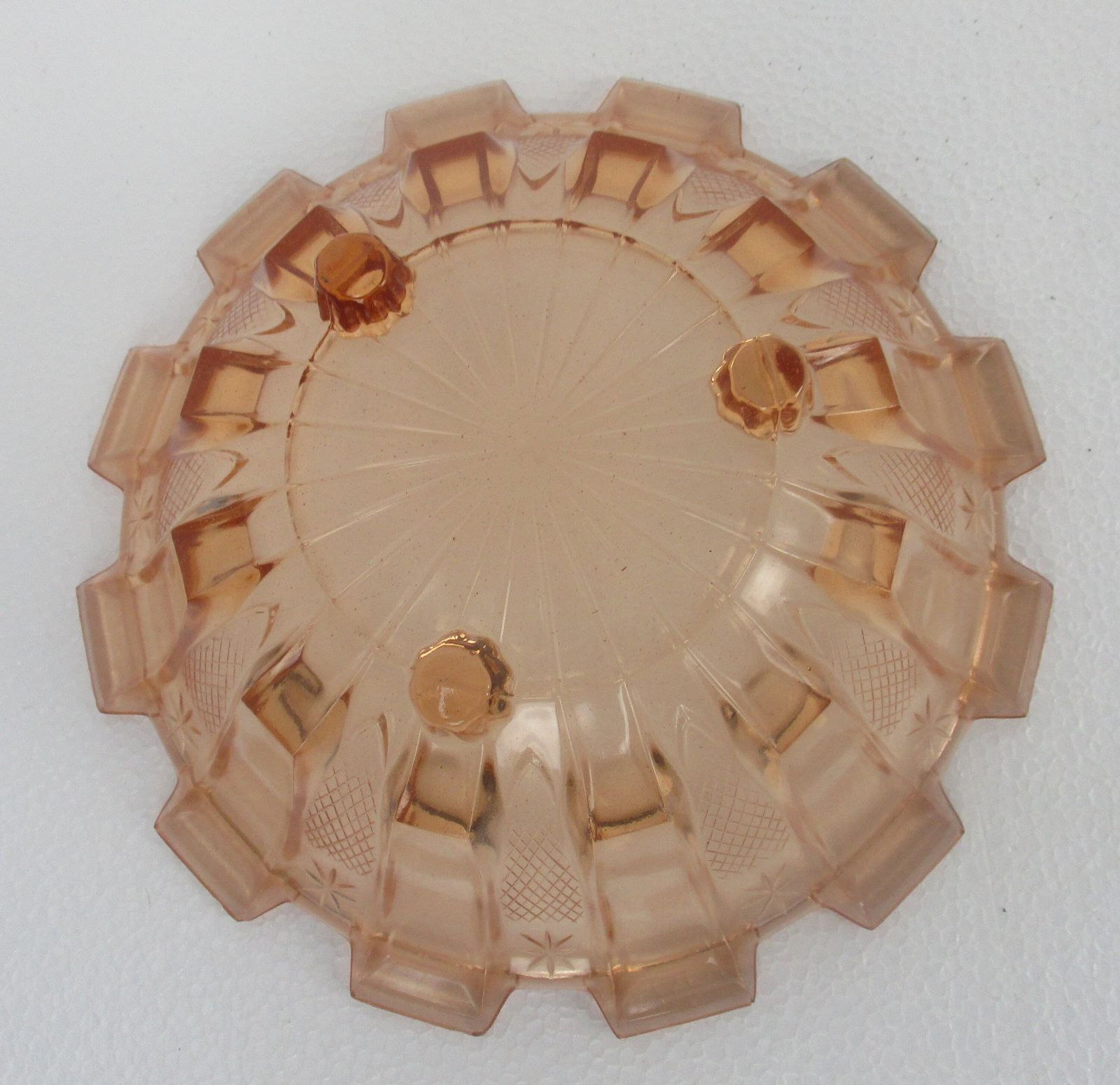 Art  Deco Bowl Dish Centerpiece Basket Art Glass Pink Depression Glass Beautfifu photo vinterior
