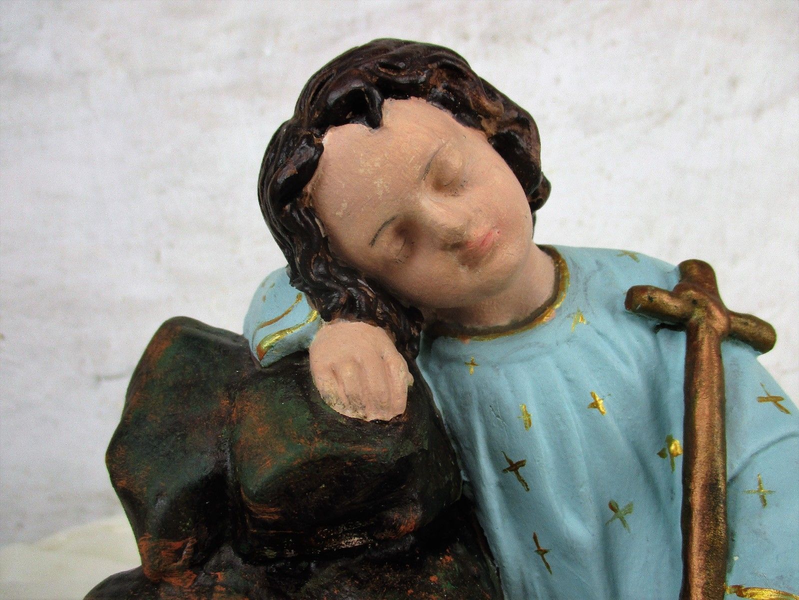 Antique Sweet Statue Jesus Christ As A Child In Pyama Plaster Htf Collector photo Art