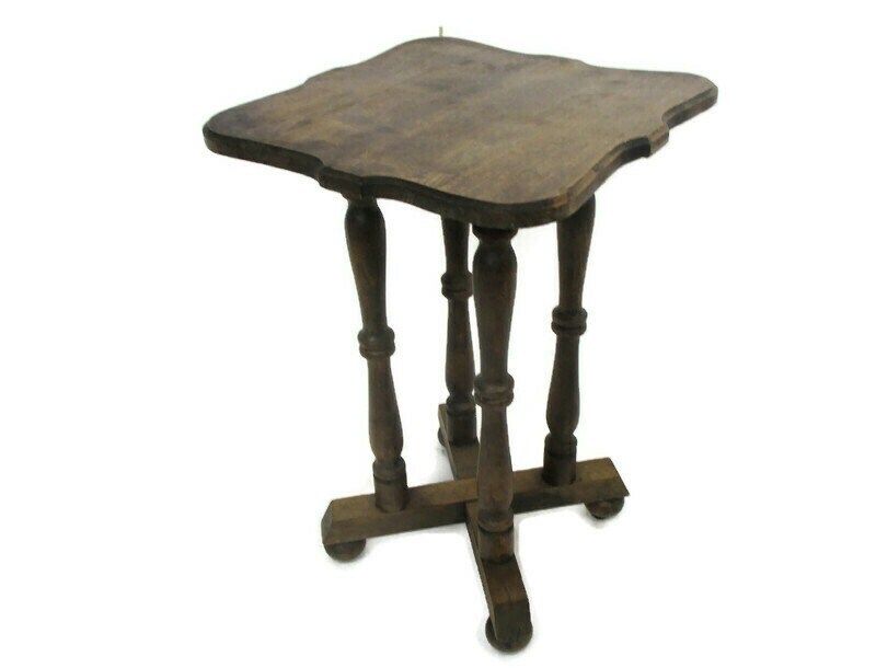 Wooden Side Display Wine Table Pedestal Plant Bonsai Stand Barn Country Farmhous