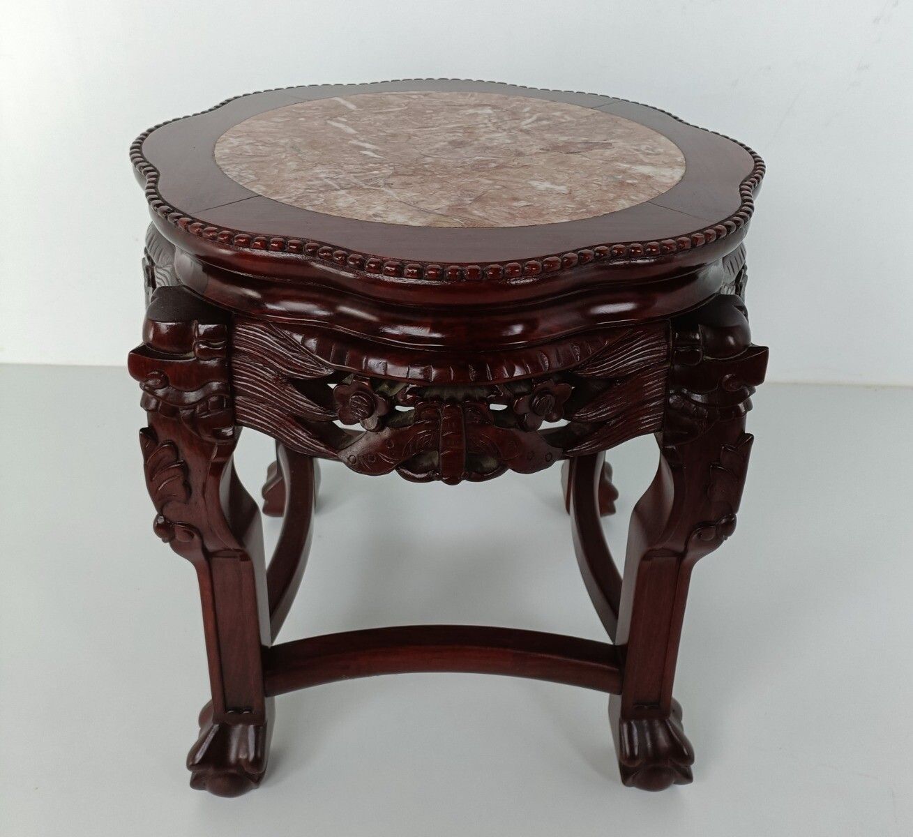 Hand Carved Wooden Chinese Marble Top Hall Console Table Pedestal Bonsai Stand G photo buy