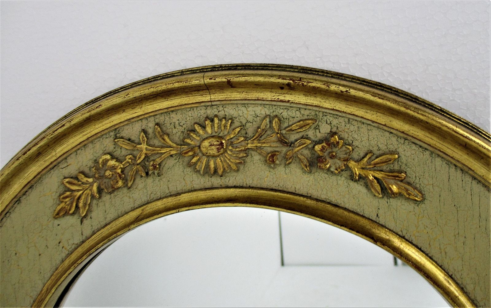 Beautiful Ornate White Wood Wall Hanging Mirror Romantic Hollywood Regency Gold photo for sale