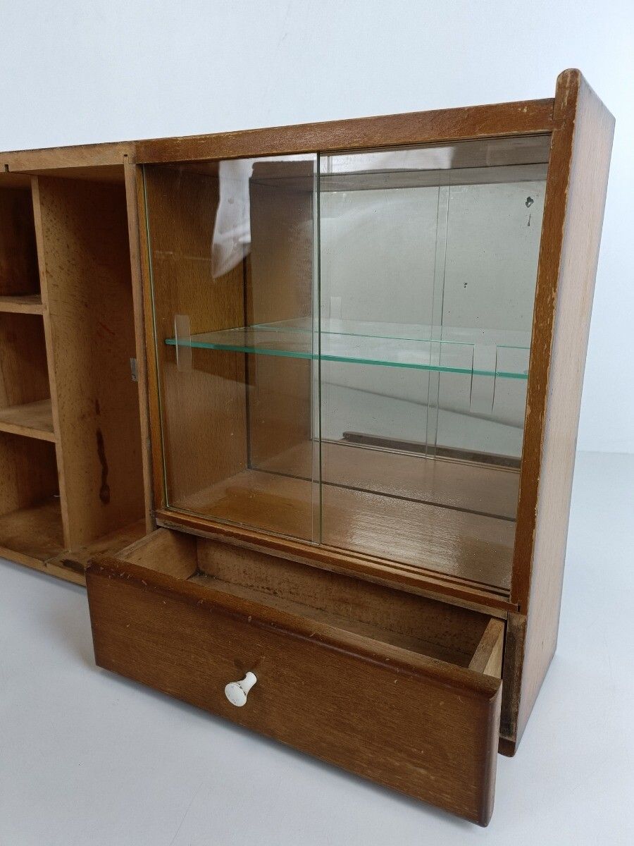 Art Deco Antique Medicine Apothecary Pharmacy Cabinet Wood Shaving Cabinet photo for sale