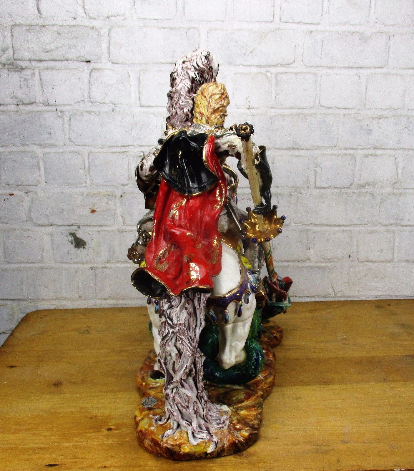photo furniture Large Gorgeous Statue Saint George Slaying Dragon Pattarino Marioni Terracotta