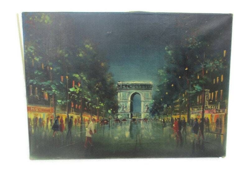 Oil Painting On Canvas M. Picot 1958 Paris Arc De Triomphe