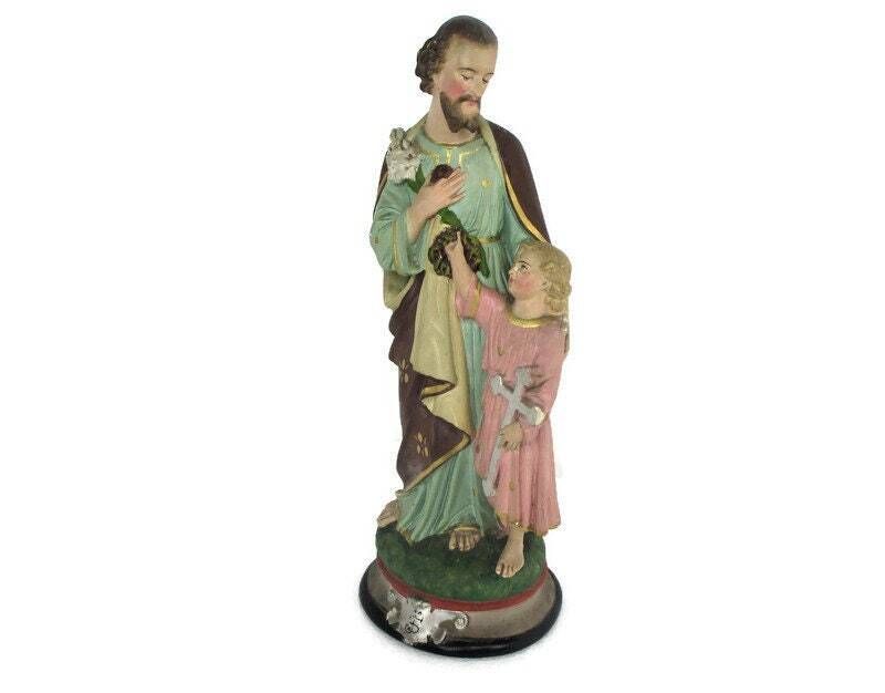 Statue Saint Joseph Protector Of Homes Infant Jesus Statue Chapel Art Deco 18.11