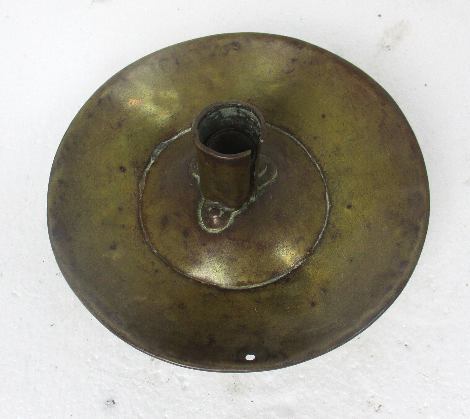 19th Century Antique Hand Hammered Brass Candle Holder Chamberstick Htf photo for sale