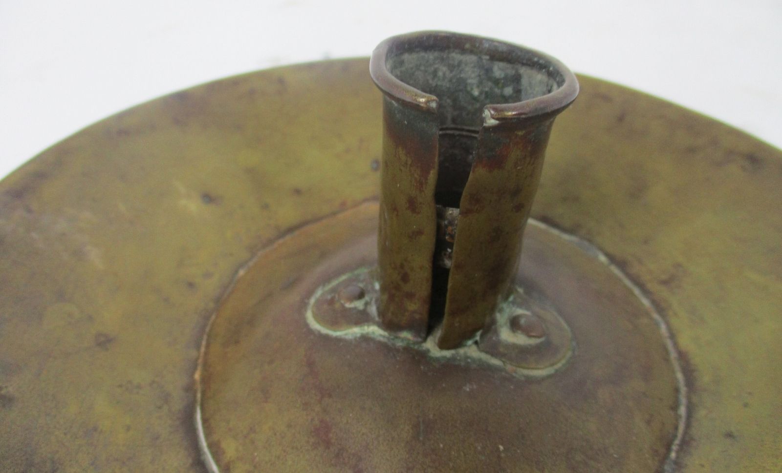 19th Century Antique Hand Hammered Brass Candle Holder Chamberstick Htf photo Home Decor