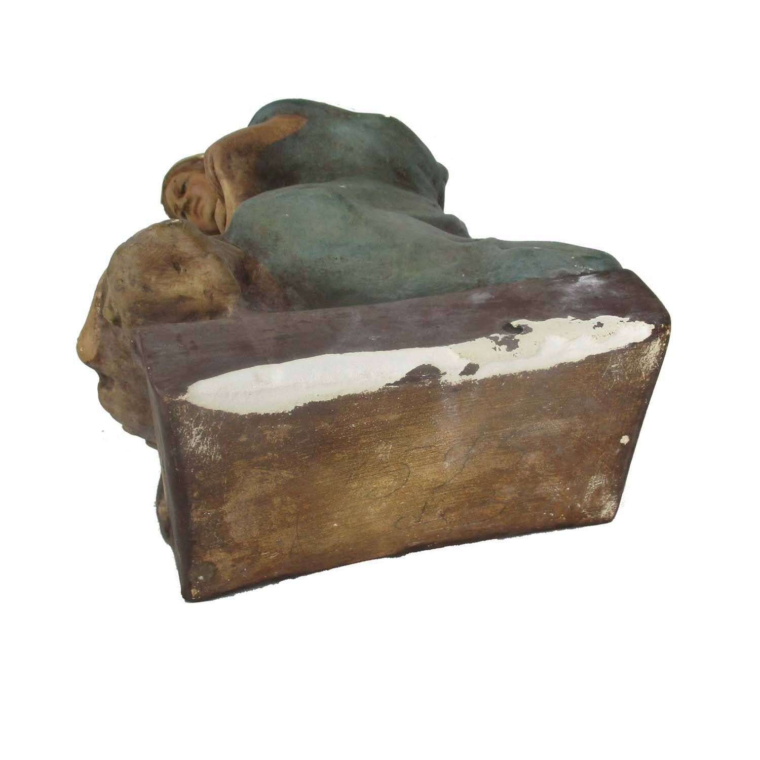 photo furniture Statue Virgin Mary Our Lady Madonna Infant Plaster Mother And Child Signed Pries