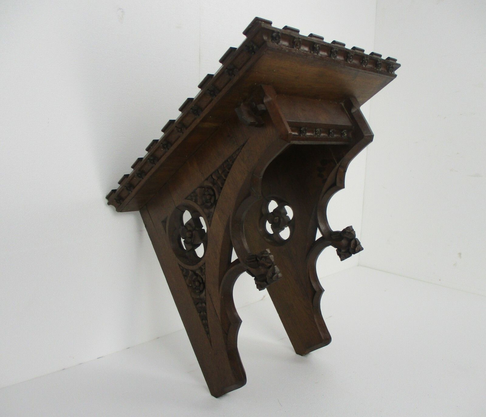 Gothic Antique Hand Carved French Oak Wall Hall Console Table 19th Century Wow photo furniture