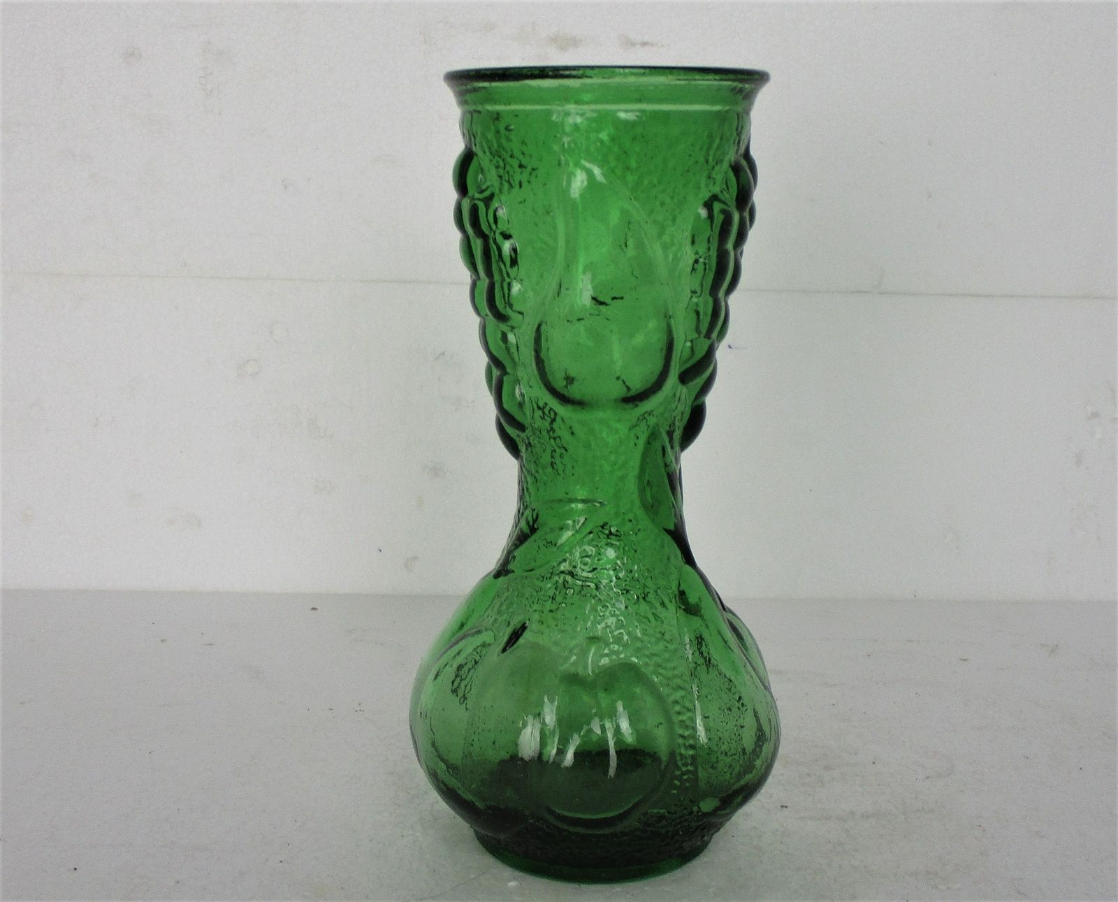 Vintage Art Bubbled Glass Green Empoli Bottle Italian Decorative Retro Vase 10.0 photo furniture