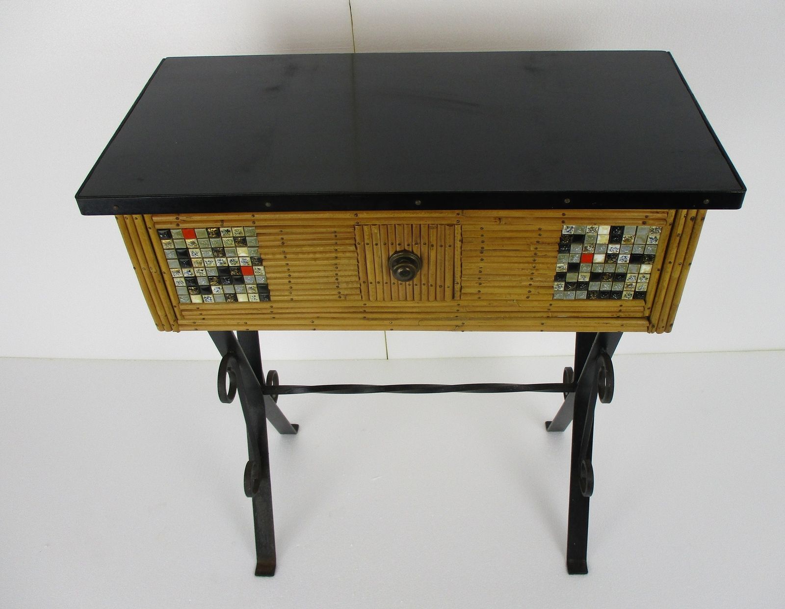 Rattan Wicker Bamboo Cabinet Tiki Boho Cottage Style Vintage Rare Beautiful With photo 445.0