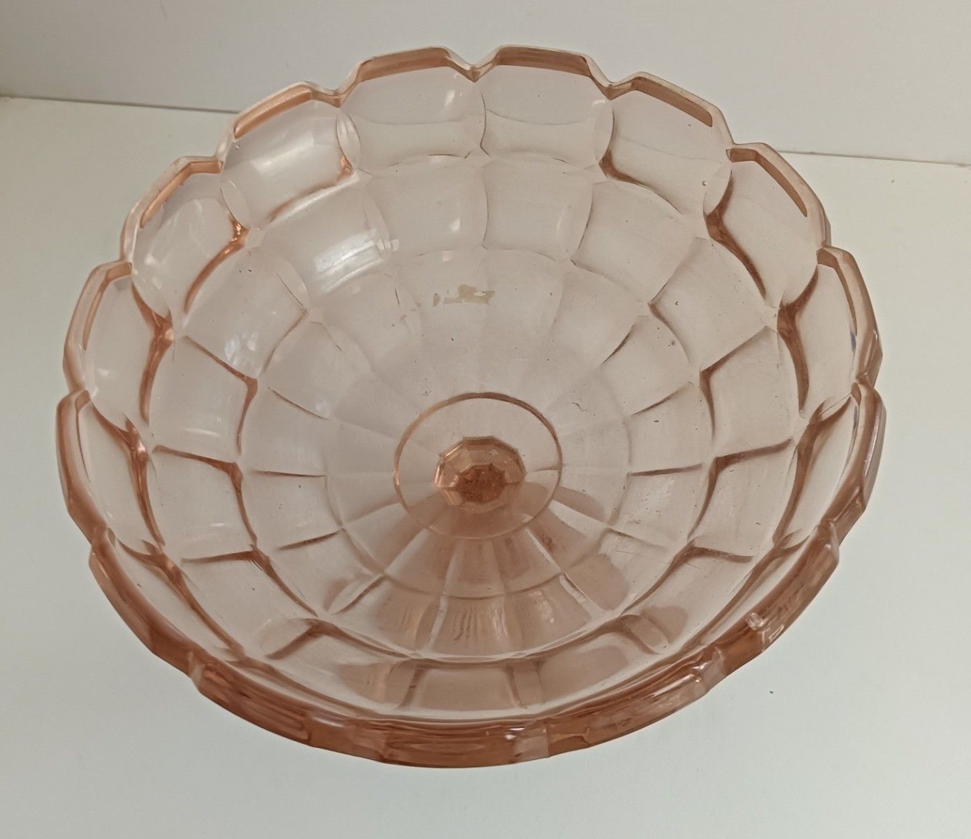 Pink Depression Glass Cake Stand Tray Centerpiece Antique Art Deco Pressed Glass photo vinterior