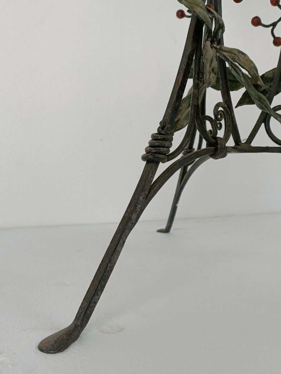 photo furniture Wrough Iron Table Grapes Cast Iron Gorgeous Art Deco Side Table Pedestal Beveled