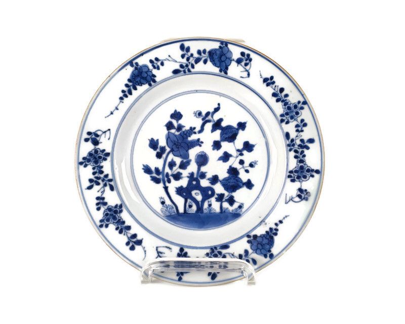Chinese Charger Plate Decorative 19th Century Blue White Antique Porcelain