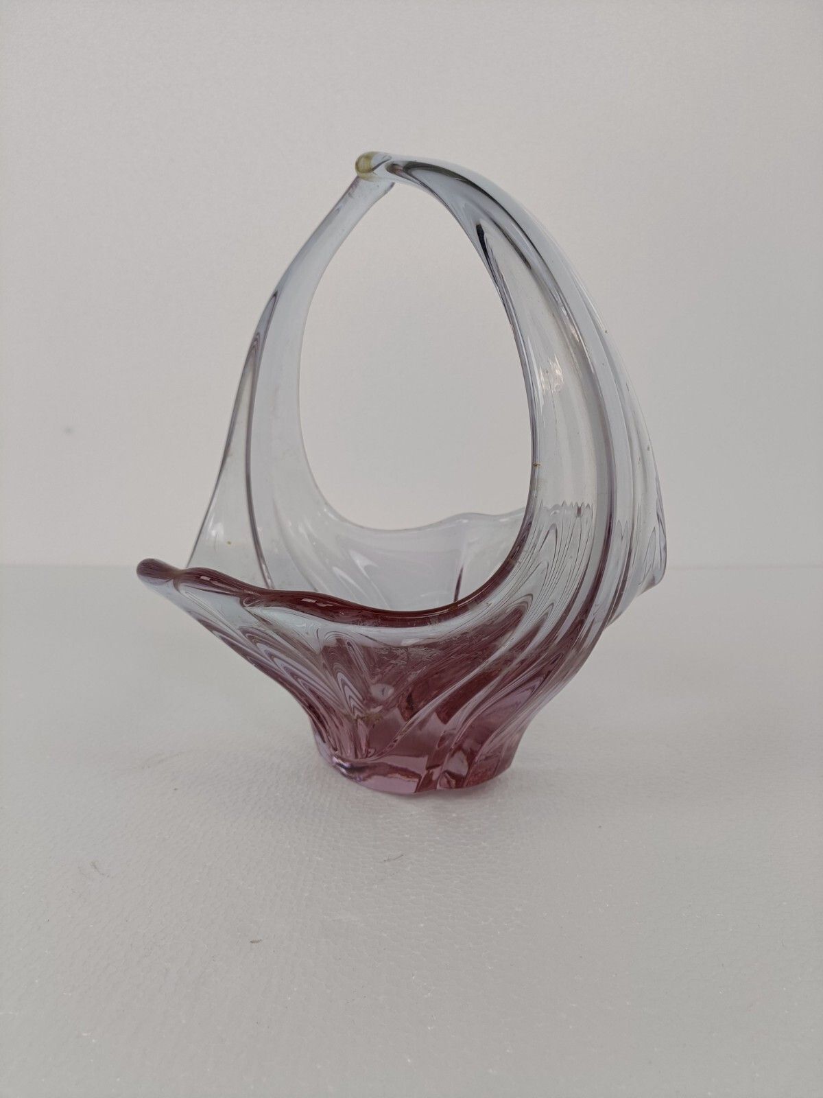Italian Cranberry Purple Clear Bowl Dish Centerpiece Murano Seguso Art Glass photo Home Decor