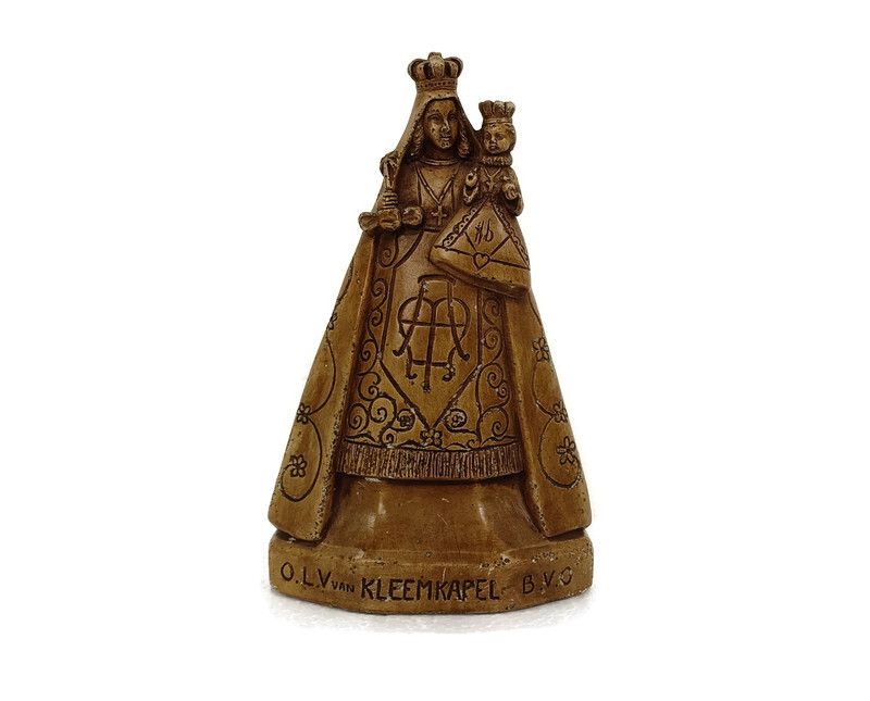 Art Deco Our Lady Of Kleemkapel Kaprijke Statue Plaster Virgin Mary Infant Htf C