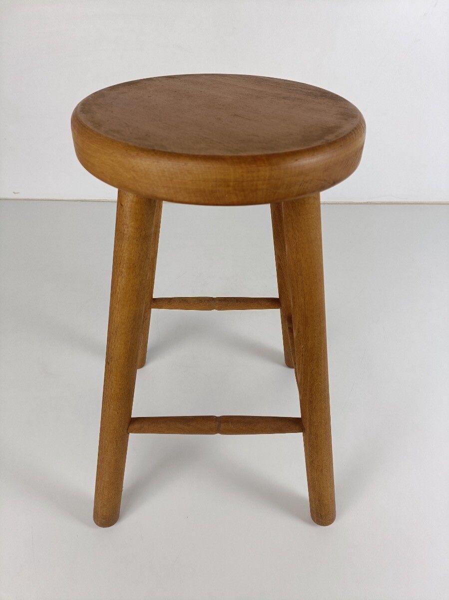 Hand Carved Wood Tripod Milking Stool Pedestal Table Pedestal Farmhouse Style Fu photo for sale