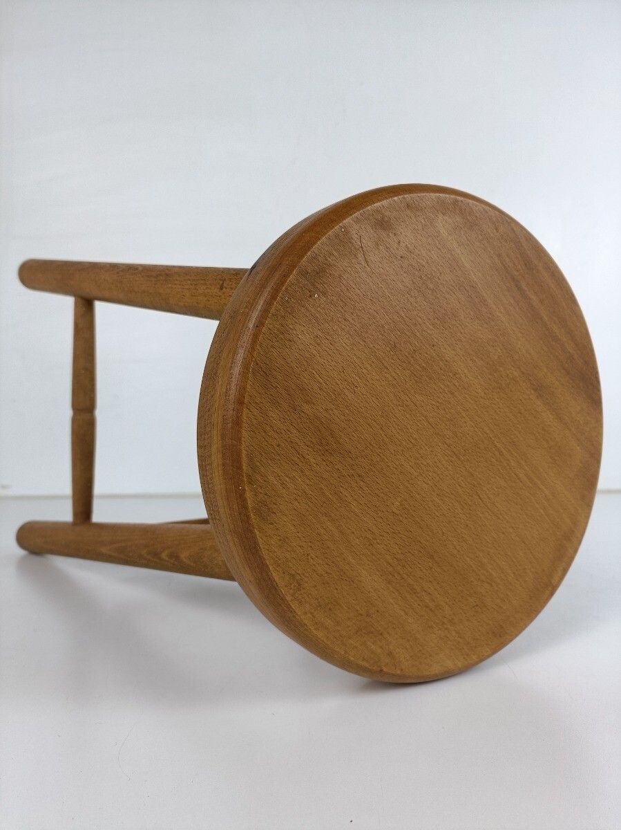Hand Carved Wood Tripod Milking Stool Pedestal Table Pedestal Farmhouse Style Fu photo buy