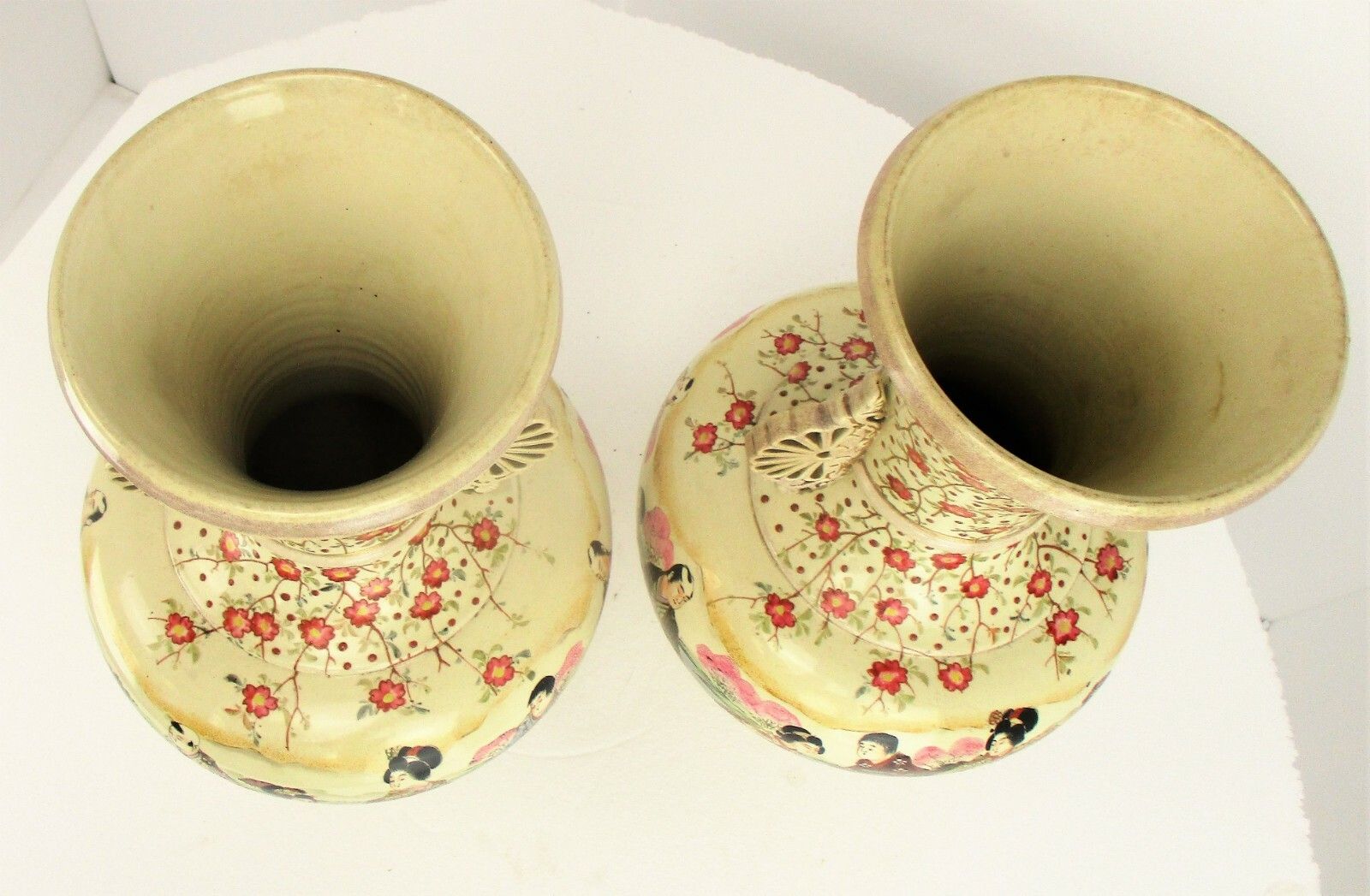 Pair Antique Japanese Satsuma Meiji Porcelain Vases Vase photo buy
